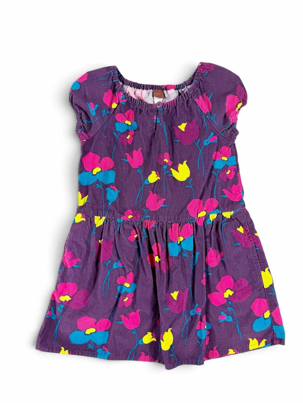 Tea Collection Tulpen Corduroy Floral Dress Purple Girls Size 6